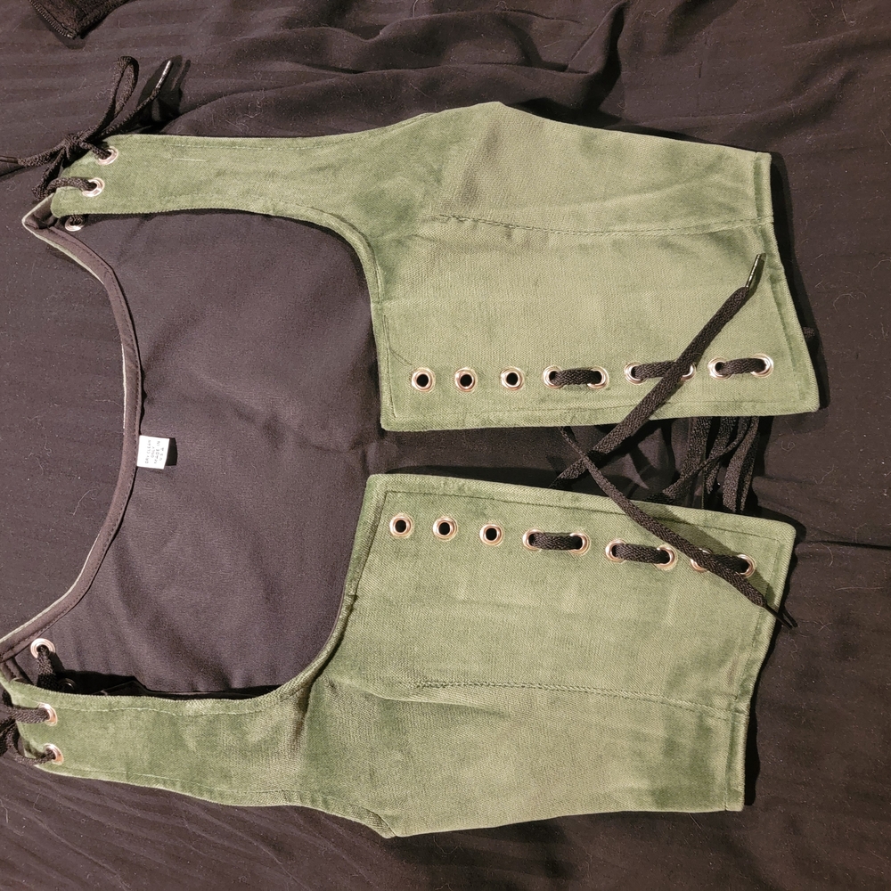 Green Lace-Up Women's Vest